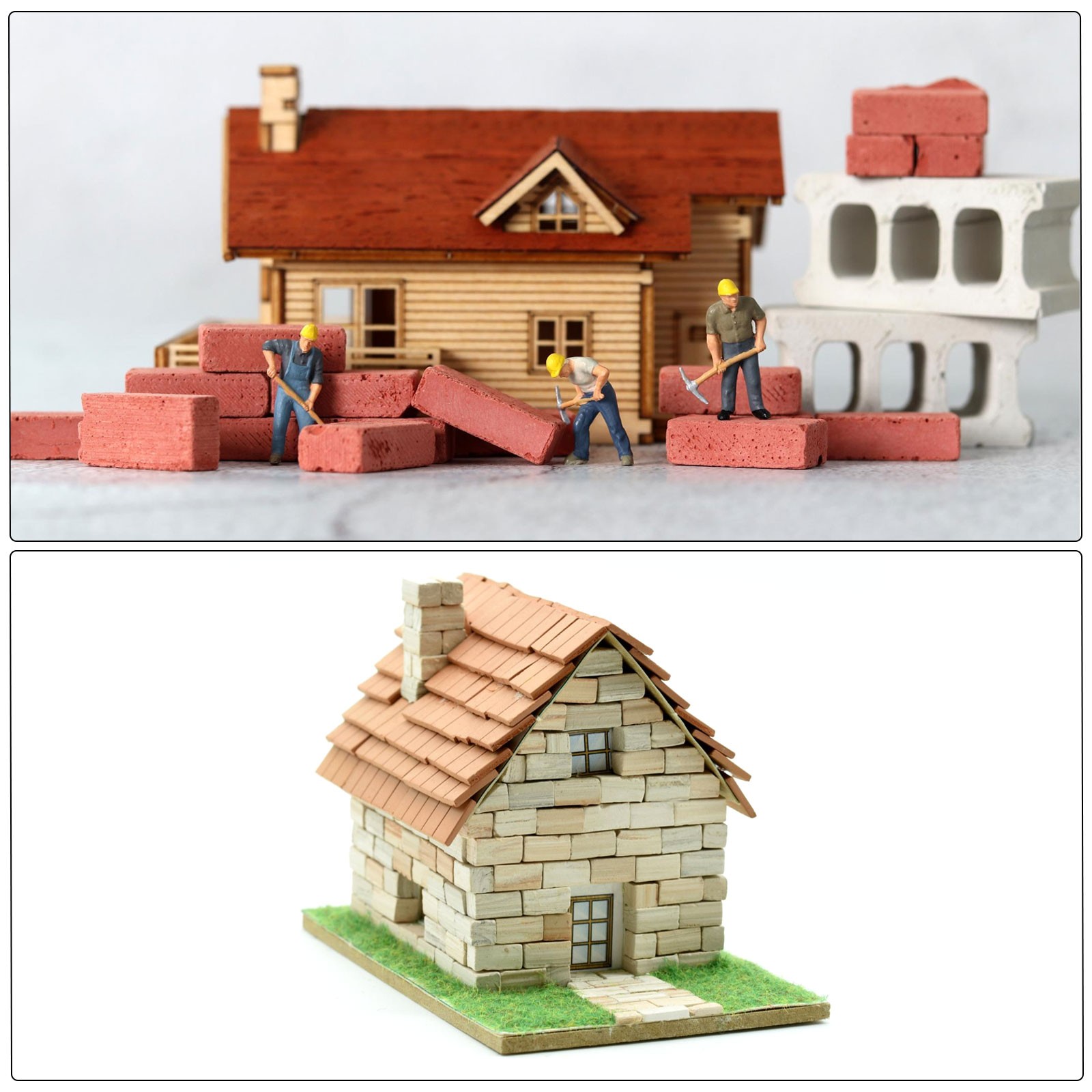 Miniature Roof Tiles Clay Model Roof Tiles for Model Building Red 200PCS 1:16