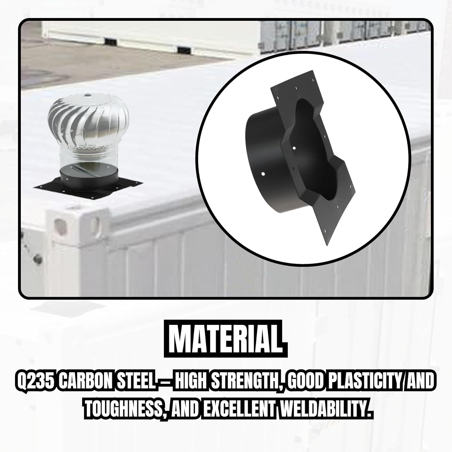 8″ Shipping Container Vent 8 Inch Corrugated Roof Vent Adapter Roof Vent Adapter