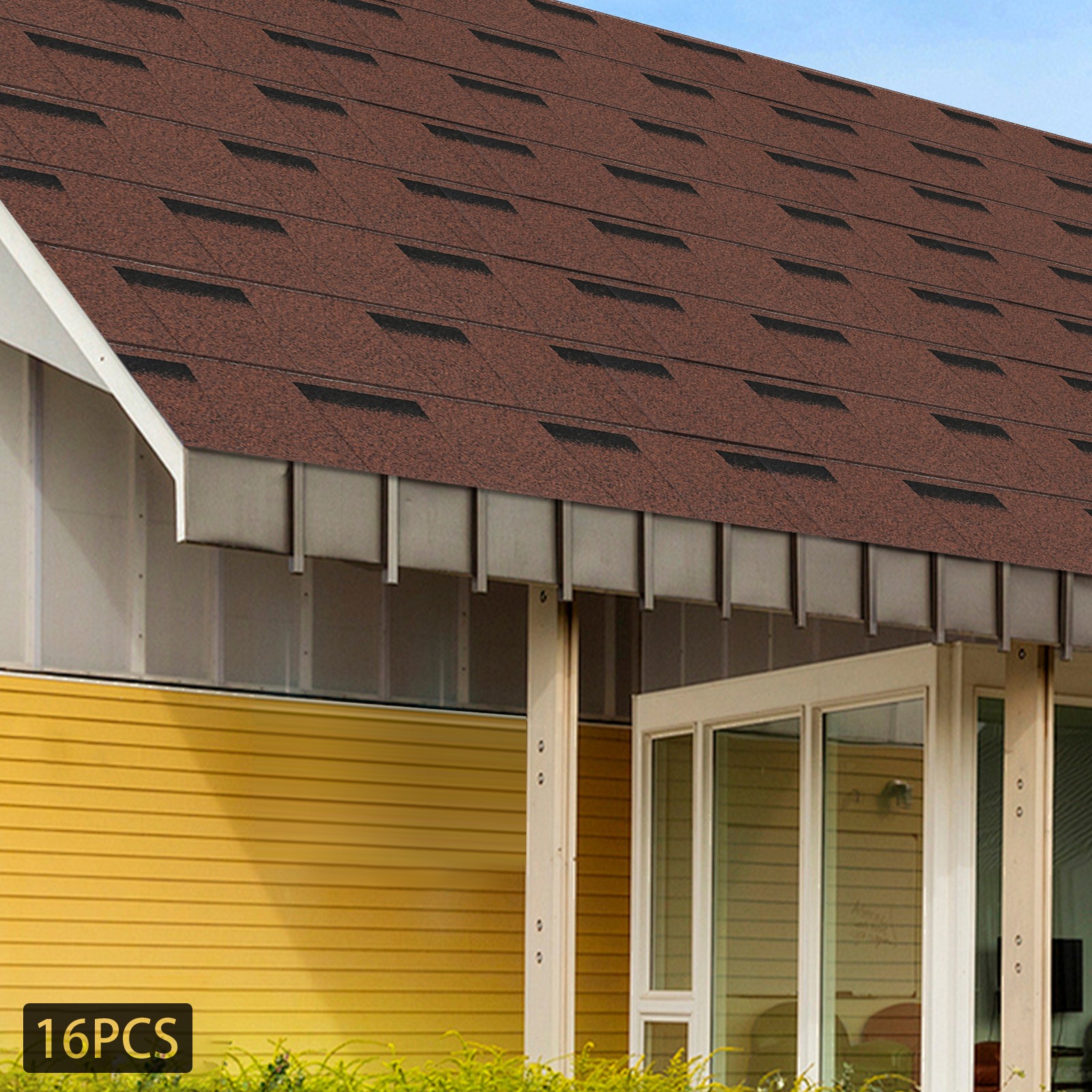 16Pcs Rectangular Roofing Shingles Roof Tiles Asphalt Roof Shingles 100cm*33.3cm