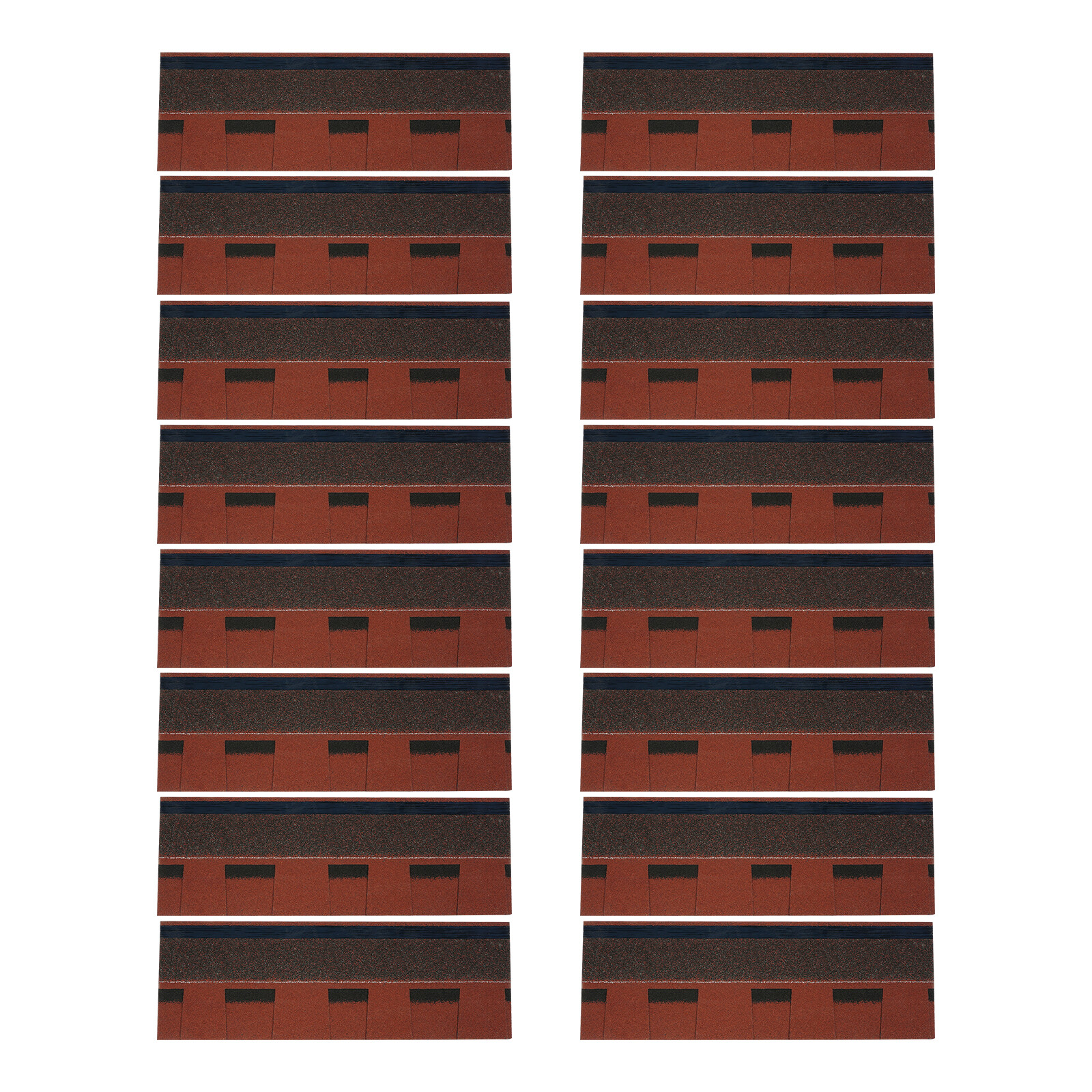 16Pcs Waterproof Asphalt Roof Shingles 5.3mm Thickness Rectangular Tiles Red