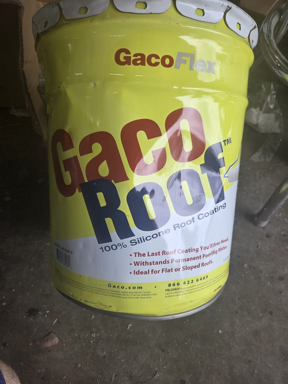 GacoRoof Silicone Roof Coating, white, 5 Gal. gr1600-5 gaco