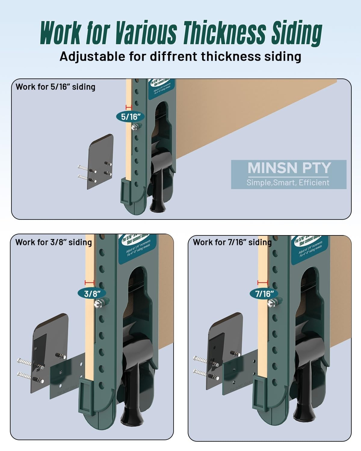 Adjustable Fiber Cement Siding Installation Tools – 5/16″, 3/8″, 7/16″ Gauge, 2