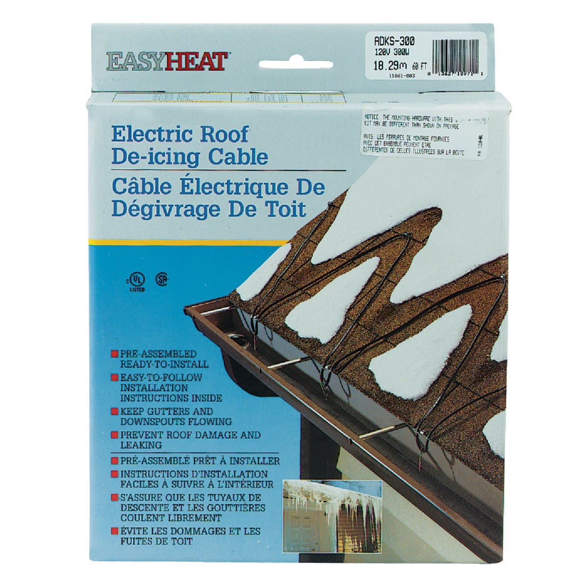 Easy Heat 60 Ft. 120V 5W De-Icing Roof Cable ADKS300 Pack of 5 Copper,Plastic
