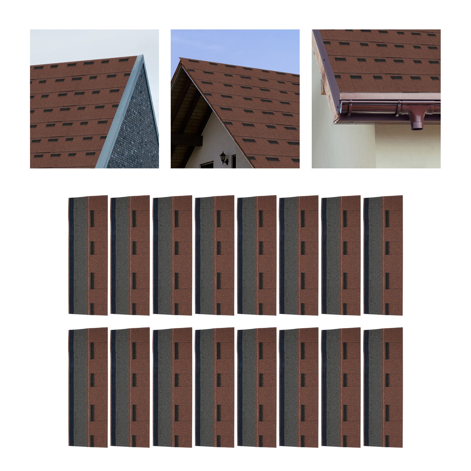 16 Pack Roofing Shingles Asphalt Shingles Roof Tile Sheds 5.3mm USA