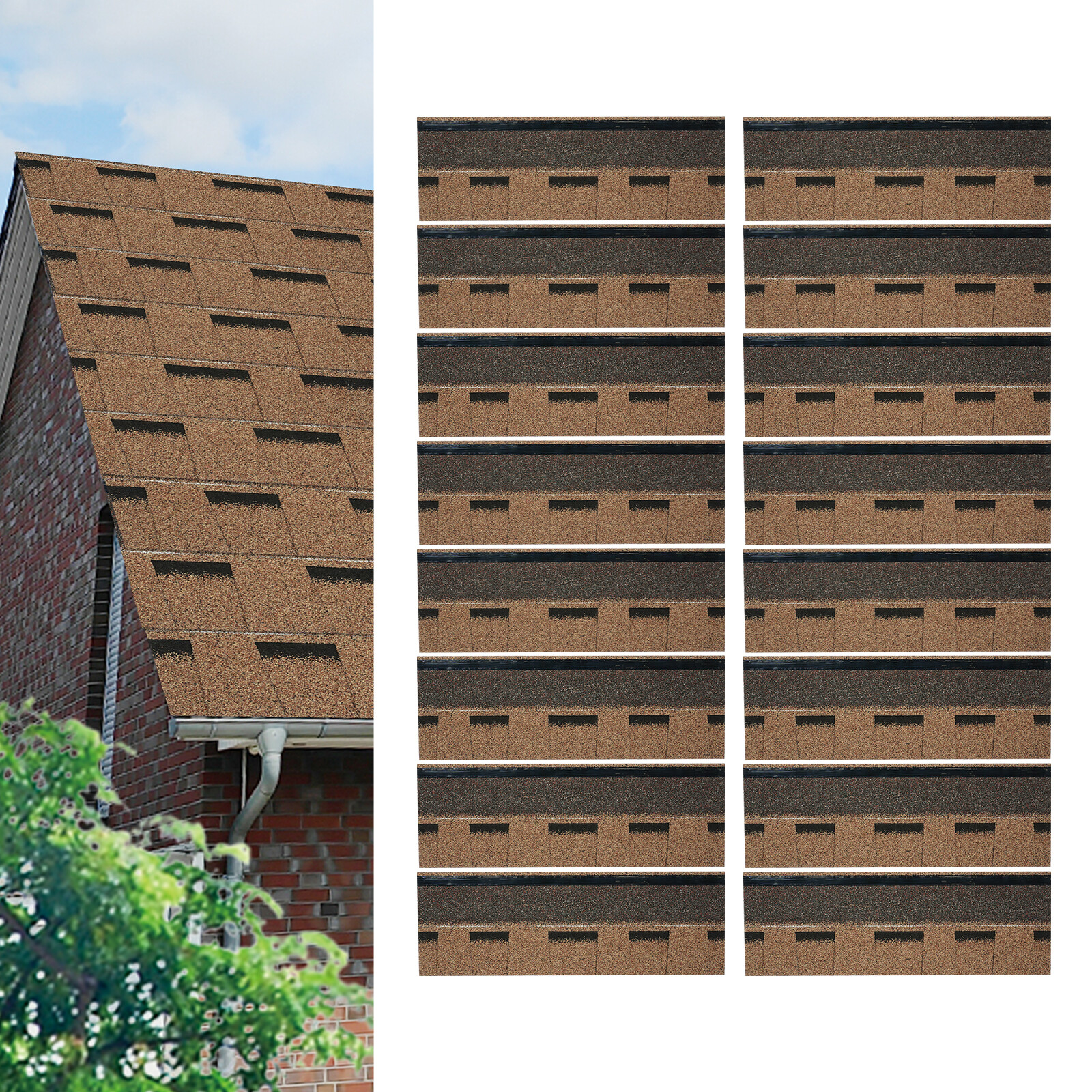 Roofing Shingles Asphalt Shingles Roof Tiles 16Pcs Asphalt Roof Shingles 5.3mm