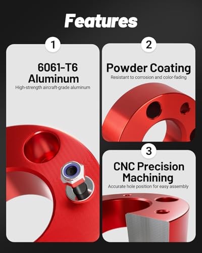 2″ Leveling Lift Kit Compatible with 2006-2024 Ram 1500 (4WD Only), 2 inch Red