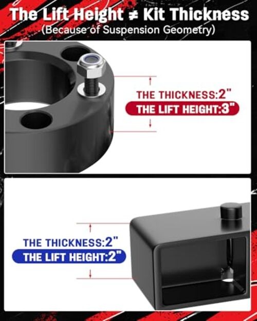 3″F + 2″R Leveling 2WD 4WD, 3″ Front Strut Lift Kit for 2004-2023 Titan