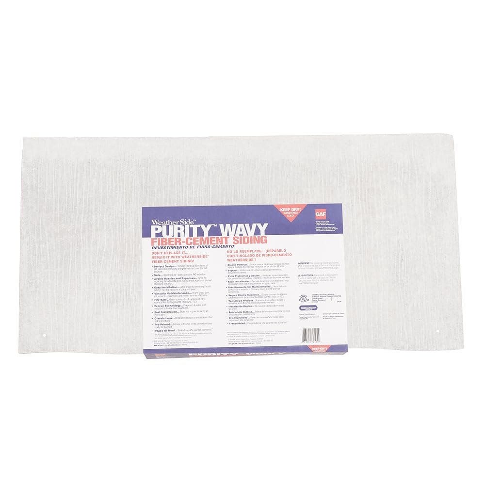 GAF Weatherside Purity Wavy Fiber-Cement Siding Shingles (12X24) 18 Bundle| Fire
