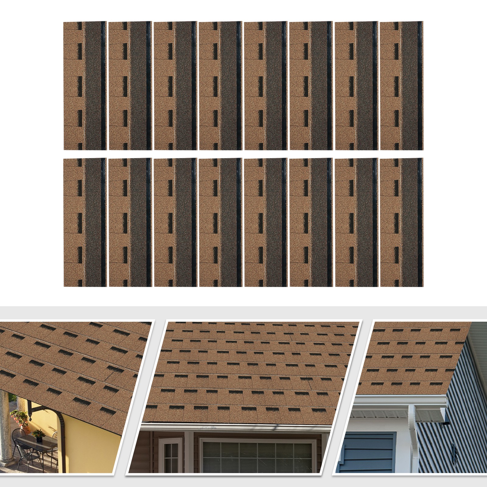 16* Roofing Shingles Gold 100cm Asphalt Roofing Shingles for Modern Building