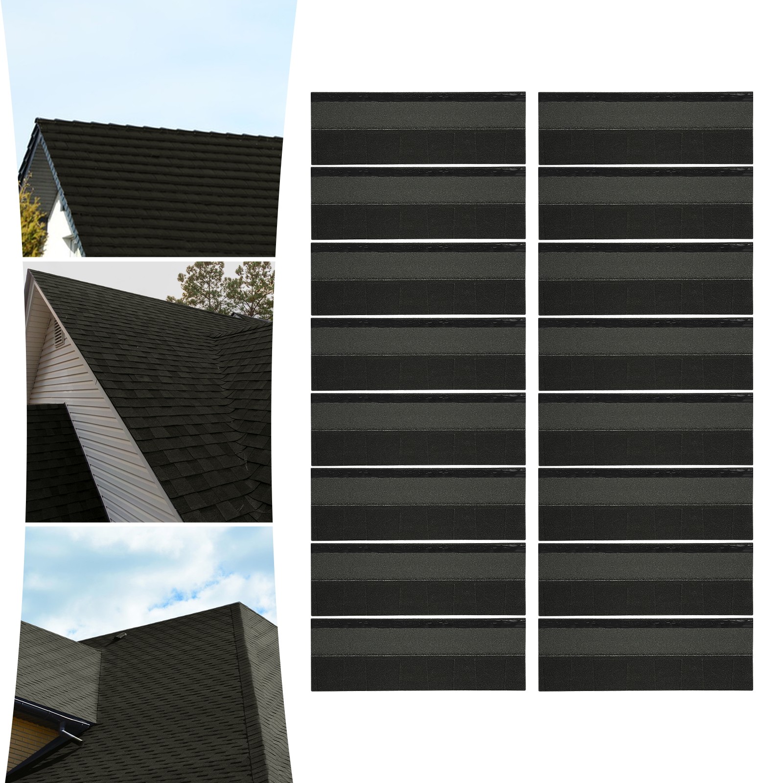 16* Roofing Shingles Black 100cm Asphalt Roofing Shingles for Modern Building