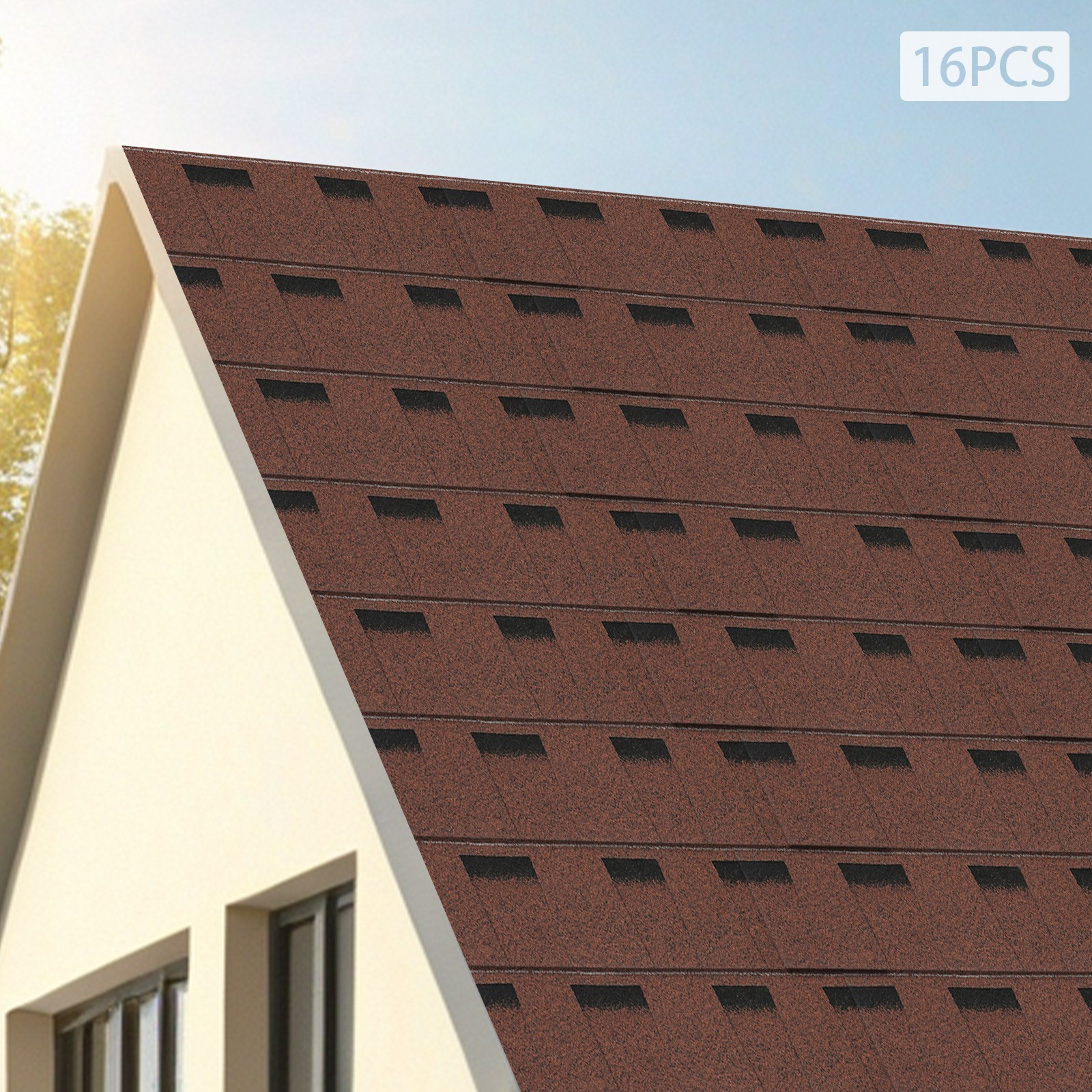 16Pcs Rectangular Roofing Shingles Roof Tiles Asphalt Roof Shingles 100cm*33.3cm