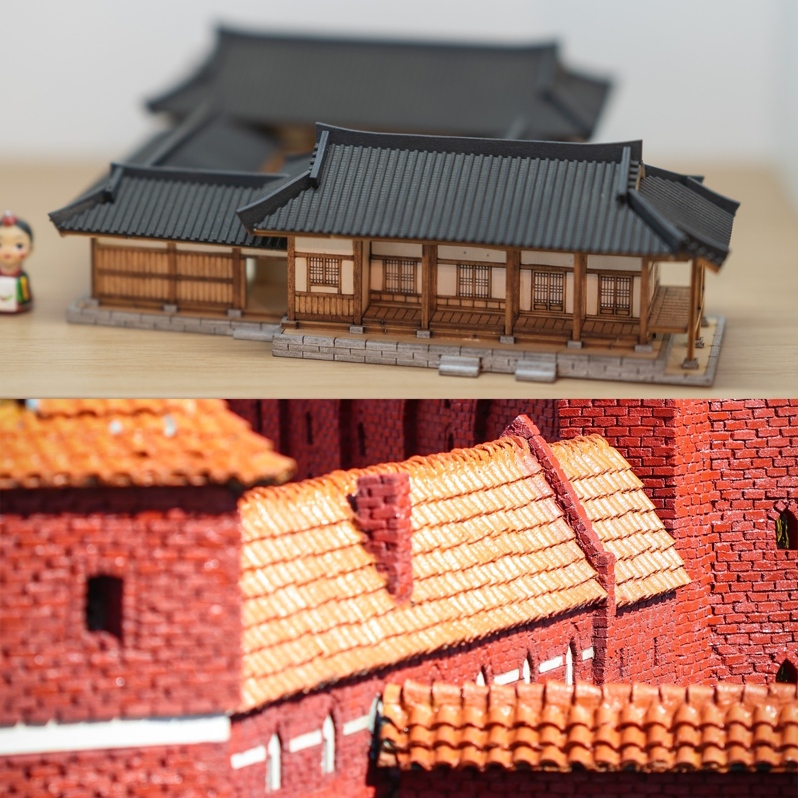Miniature Roof Tiles PVC for Model Building Red Pack of 10,1:25