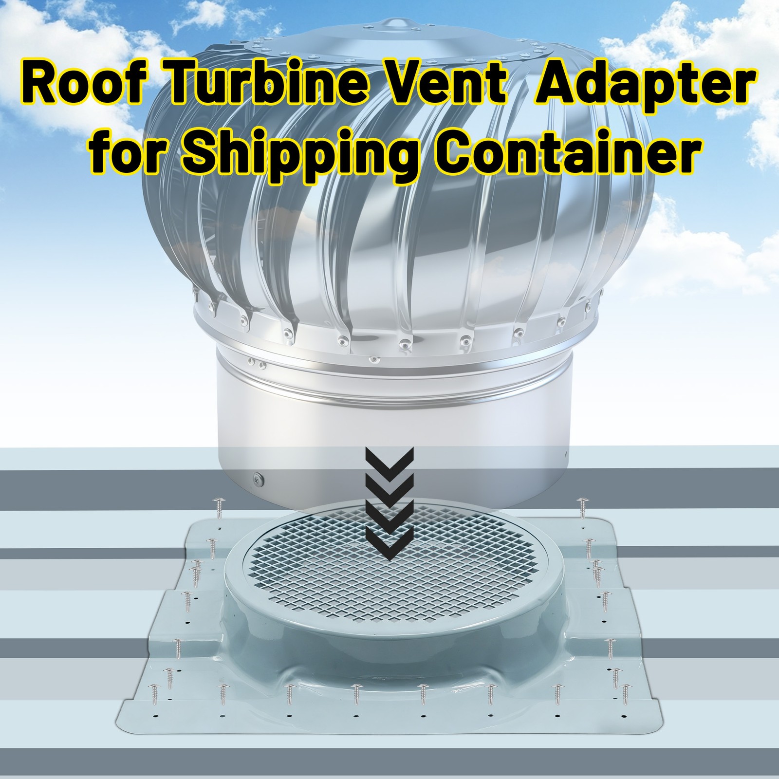 For Conex Containers Fits Whirlybird & Solar Fans 12″ Roof Vent Adapter