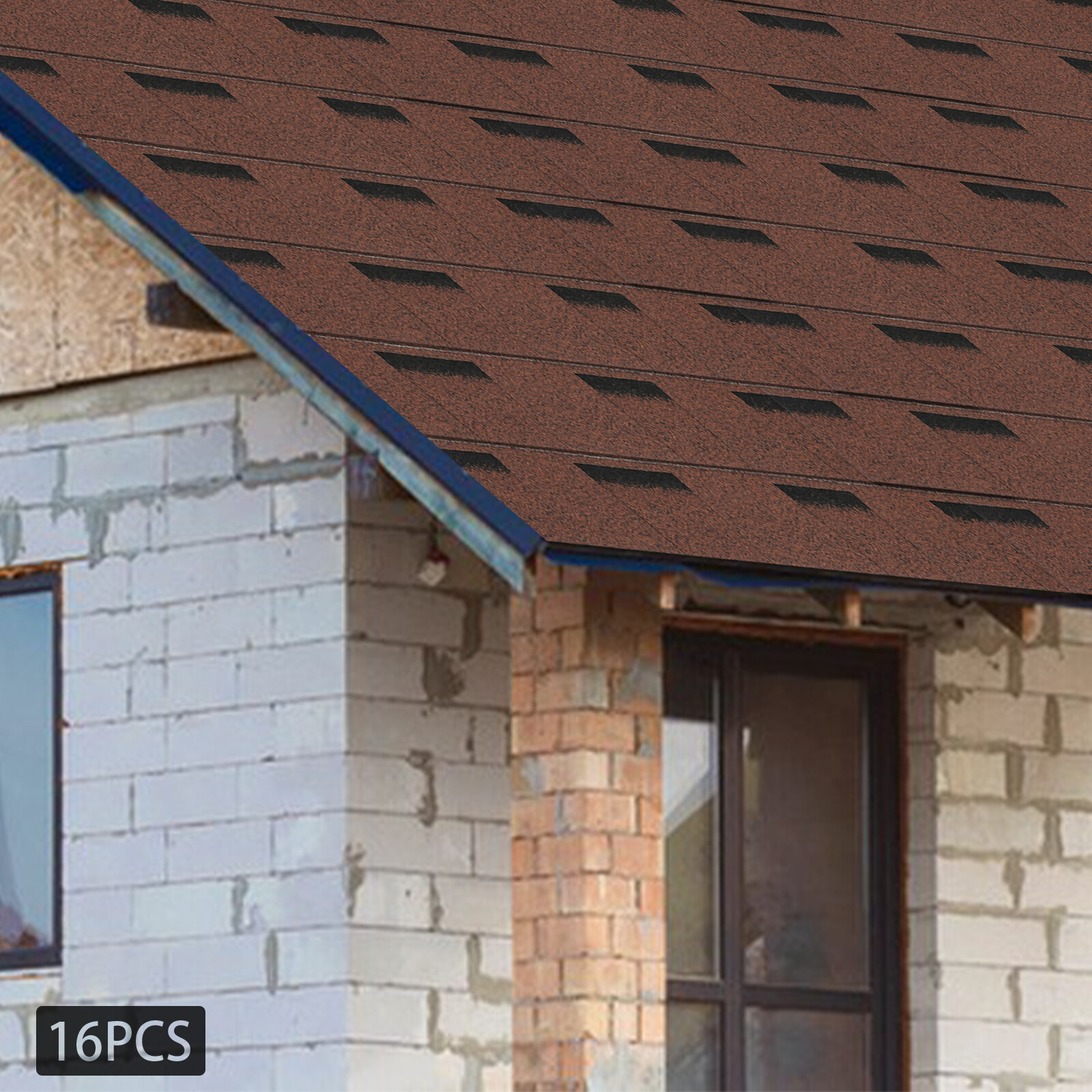 16Pcs 39.37*13.11in 59.68lbs 24.97ft² Brown Rectangular Asphalt Roof Shingles