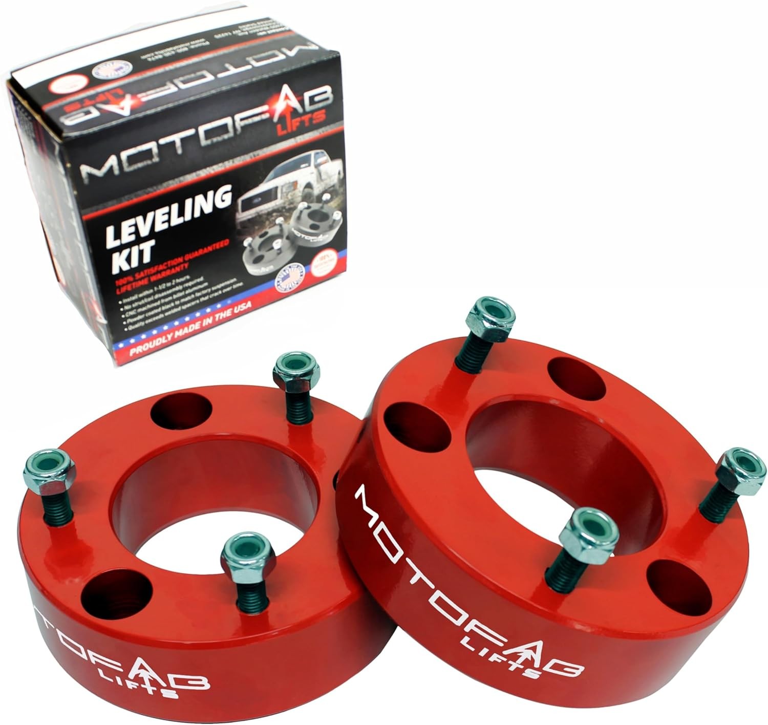 MotoFabLifts F150-2.5RED – 2.5″ Front Leveling Lift Kit That fits F150 2.5″
