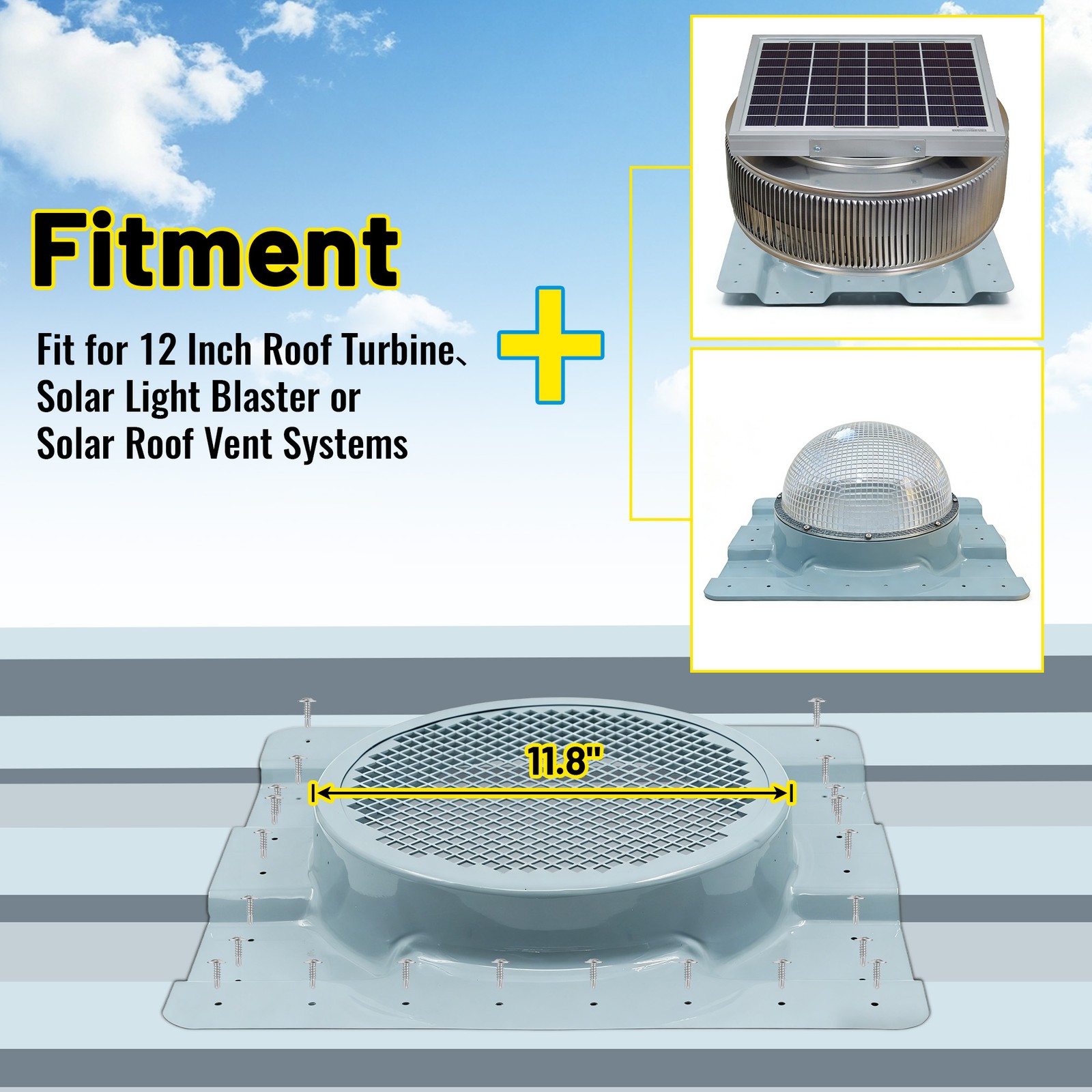 For Conex Containers Fits Whirlybird & Solar Fans 12″ Roof Vent Adapter
