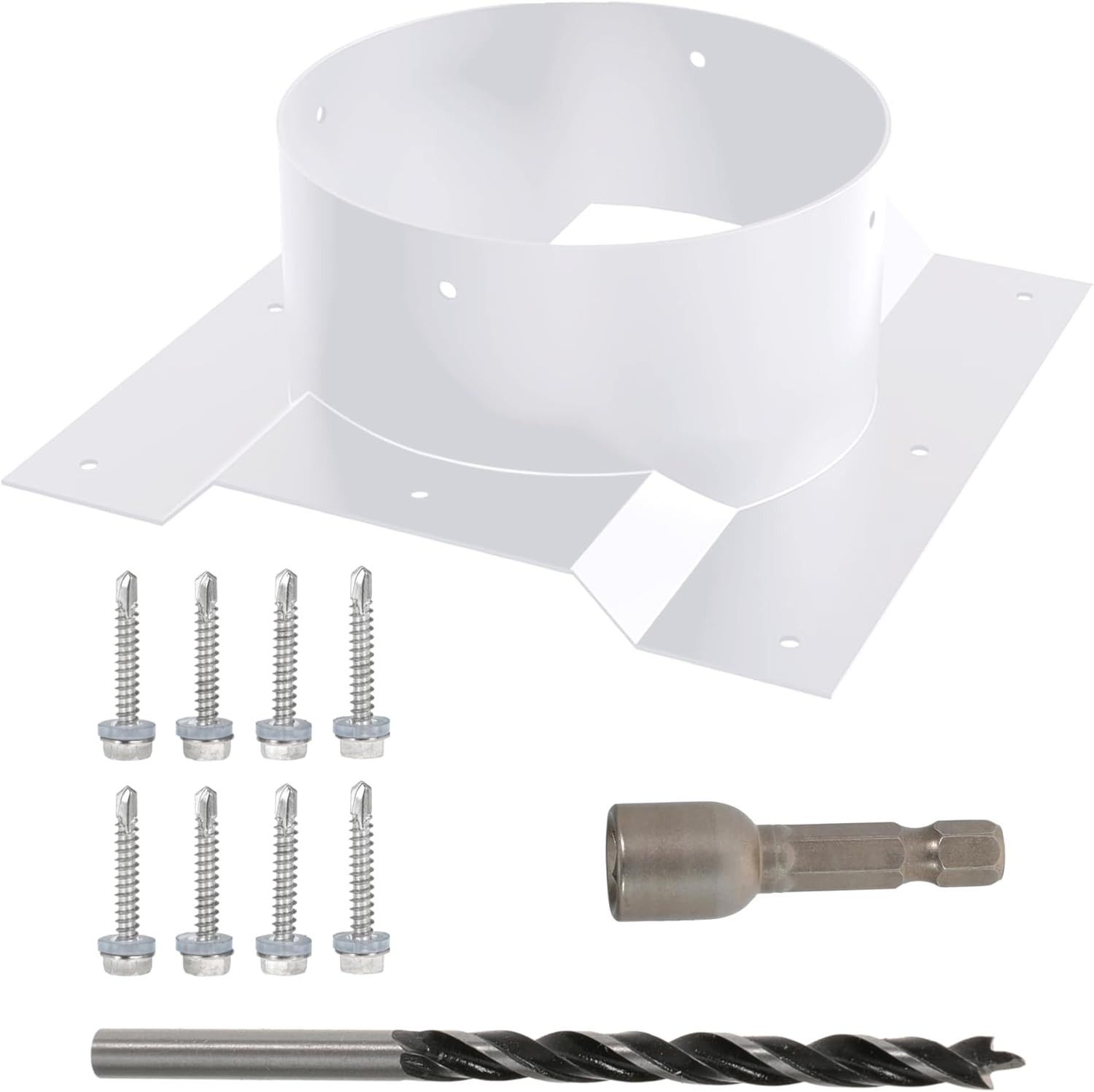 8″ White Roof Vent Adapter for Whirlybird Turbines & Chimney Caps