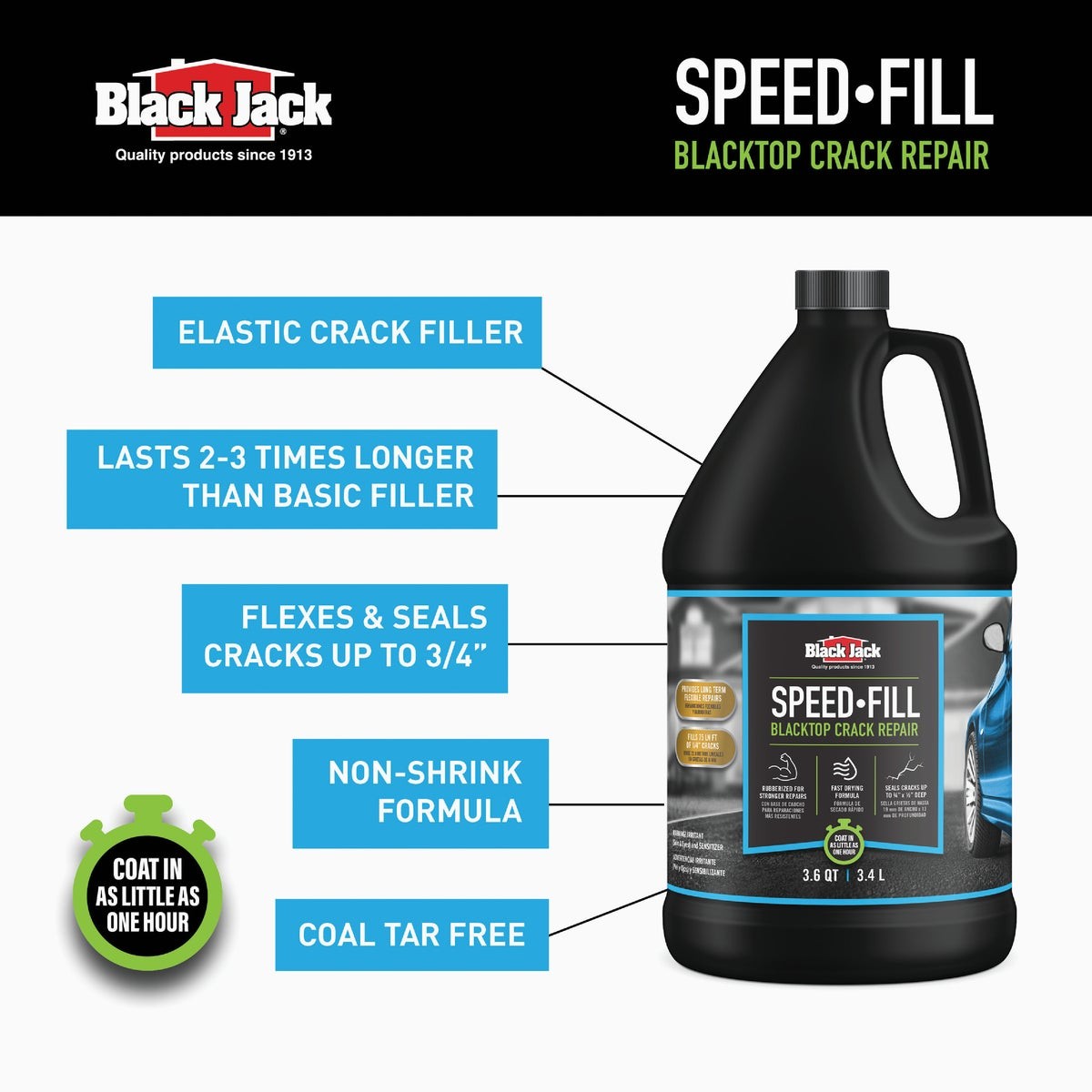 Black Jack Speed-Fill 1 Gal. Elastic Crack Filler 6438-9-34 Black Jack