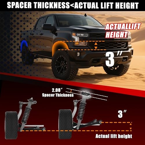 3″ Front Leveling Lift kits Compatible with 2007-2024 Silverado 1500 3.5″ Front