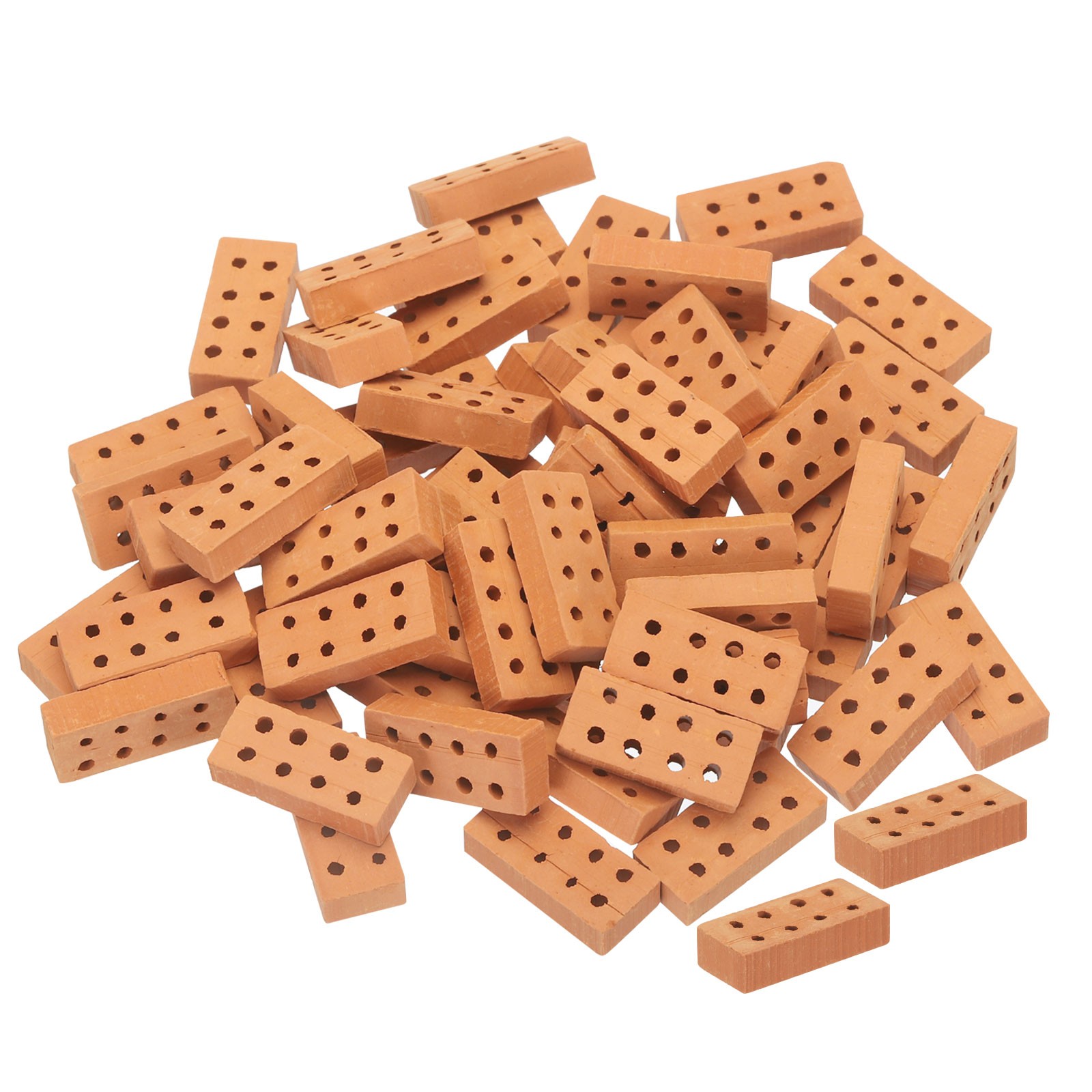 Miniature Bricks Clay Mini Wall Brick for Model Building Red 60PCS Scale 1/12