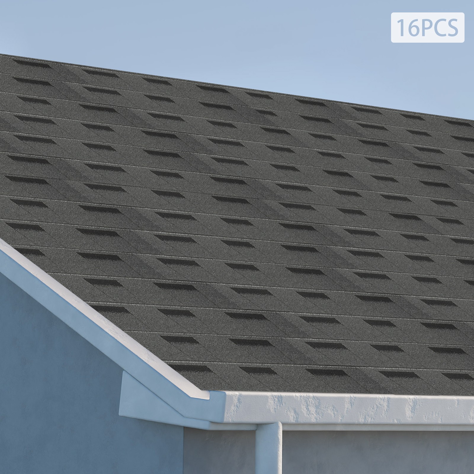 16 Pcs Modern Asphalt Roof Shingles – Durable Waterproof Tiles 100×33.3cm NEW