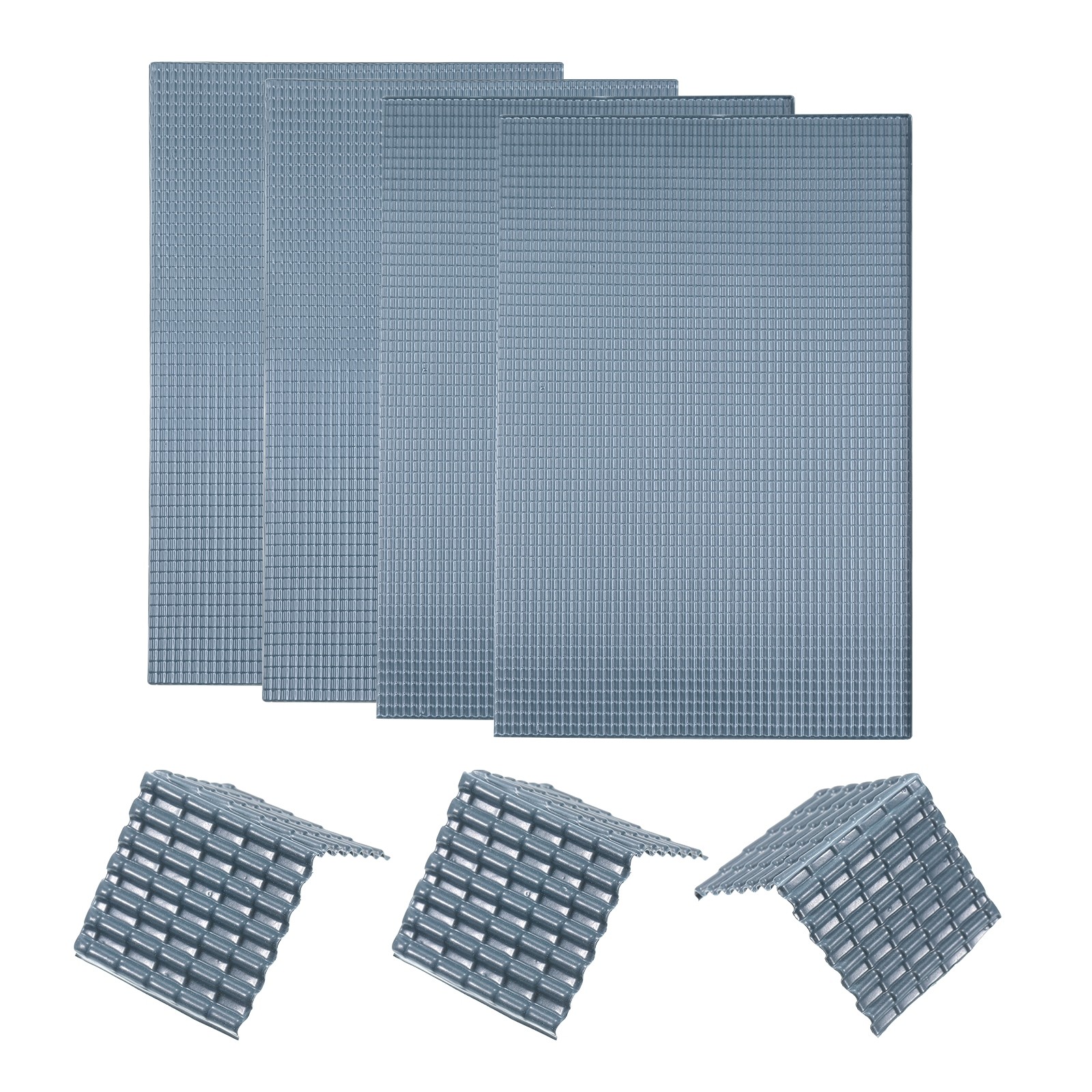 Miniature Roof Tiles PVC for Model Building Dark Grey Pack of 4,1:50